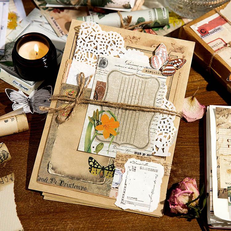 海外 便箋 50枚 コラージュ 素材 背景紙 素材紙 デザインペーパー 海外