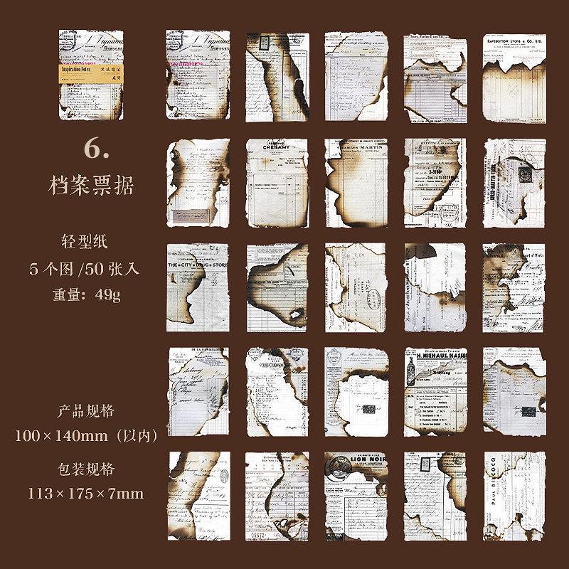 ヴィンテージ ペーパー ダメージ加工 コーヒー染 背景紙 素材紙