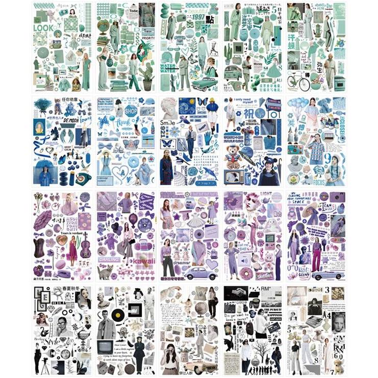 【大容量】コラージュ素材まとめ売りセット＊紙もの／洋書／マステ／シールなど 即納 シールブック 50頁/冊 柄違い1000枚以上 大容量 省スペース 大き