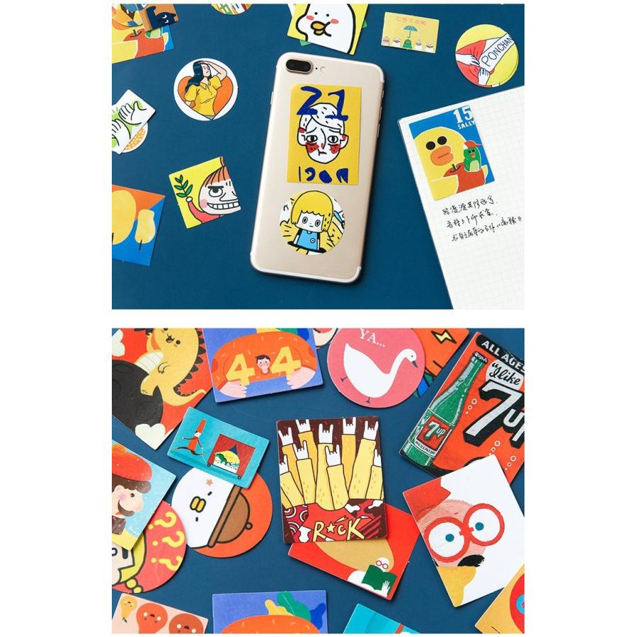 海外 たっぷり60枚 シール ステッカー カラー別 イラストステッカー