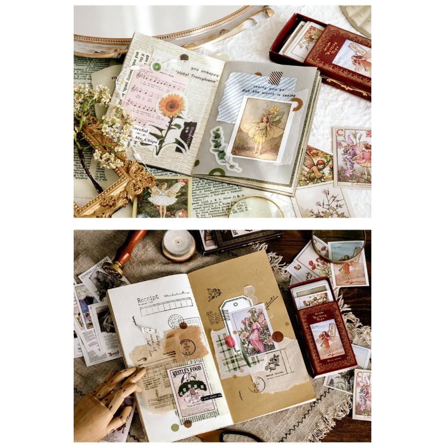 海外ステッカー 60枚 フレークシール 箱入り 手帳デコ ラベル