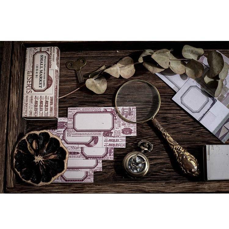 即納 レトロ ステッカー フレークシール 60枚 書ける 箱入り 海外