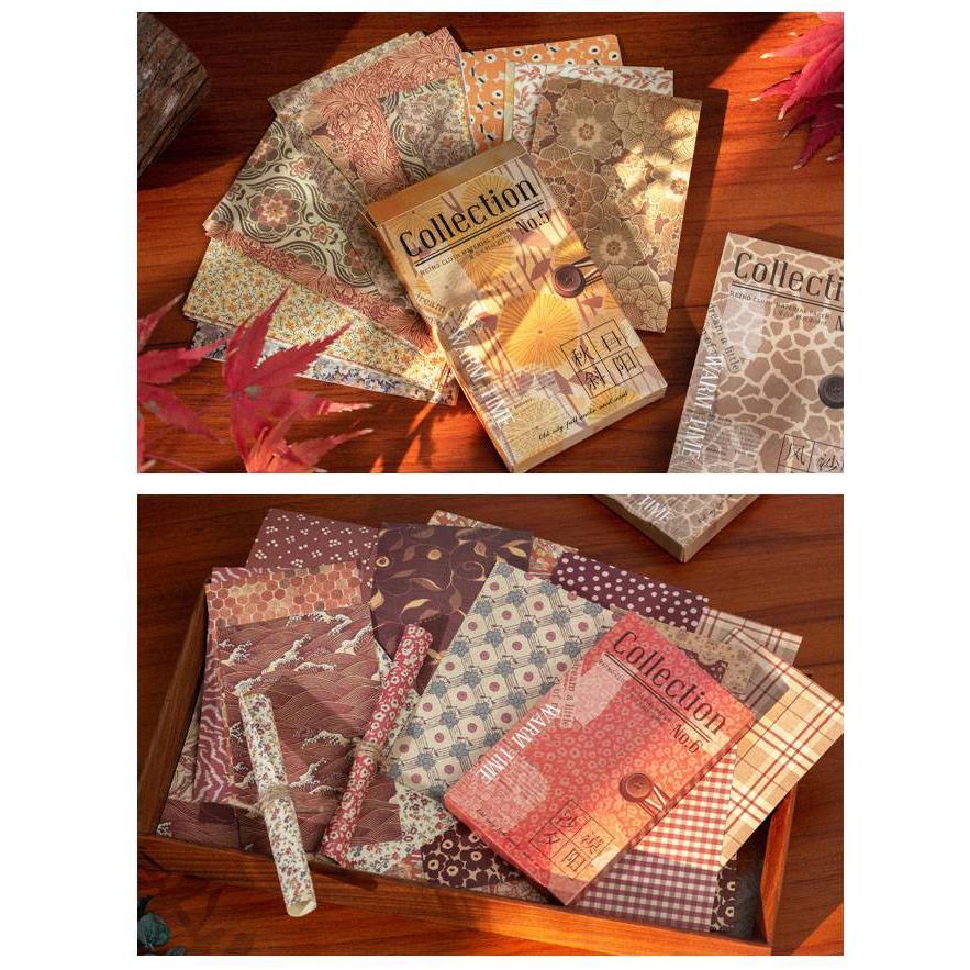 即日出荷 ヴィンテージ デザイン ペーパー アンティーク 素材紙 60枚