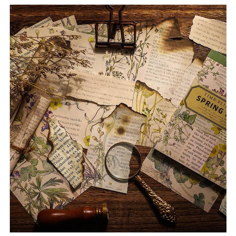 即納 ヴィンテージ ペーパー 60枚 素材紙 ブック 背景紙 海外