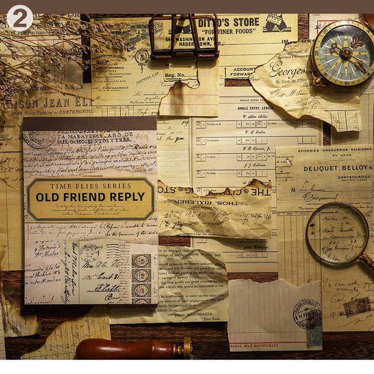 即納 ヴィンテージ ペーパー 60枚 素材紙 ブック 背景紙 海外