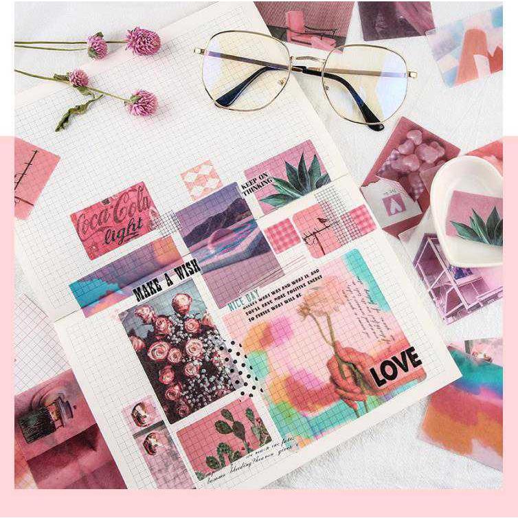 フレークシール 70枚 海外 コラージュ 素材 マスキングテープ素材