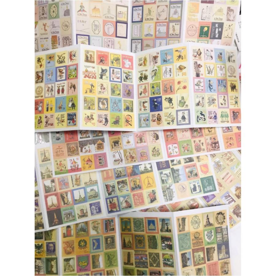 切手シール 80枚 イラストステッカー スタンプシール 北欧 童話 星の