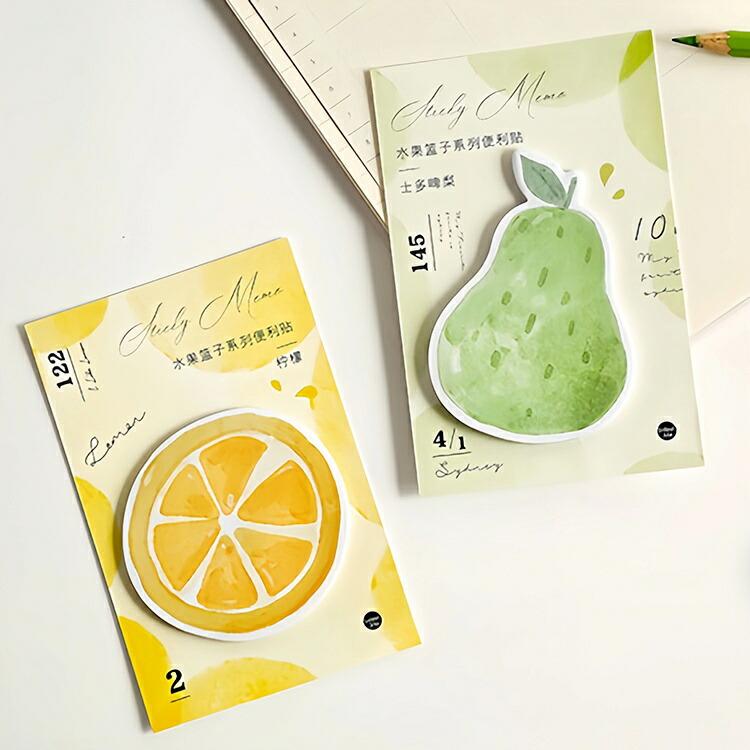 ダイカットふせん 桃 モモ スイカ ナシ 梨 レモン ダイカット付箋 便箋