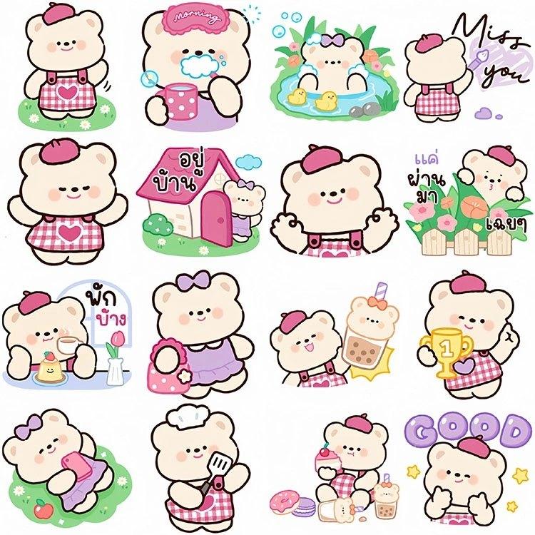 熊ちゃん 熊さん くま クマ 動物 イラストステッカー 40柄40枚