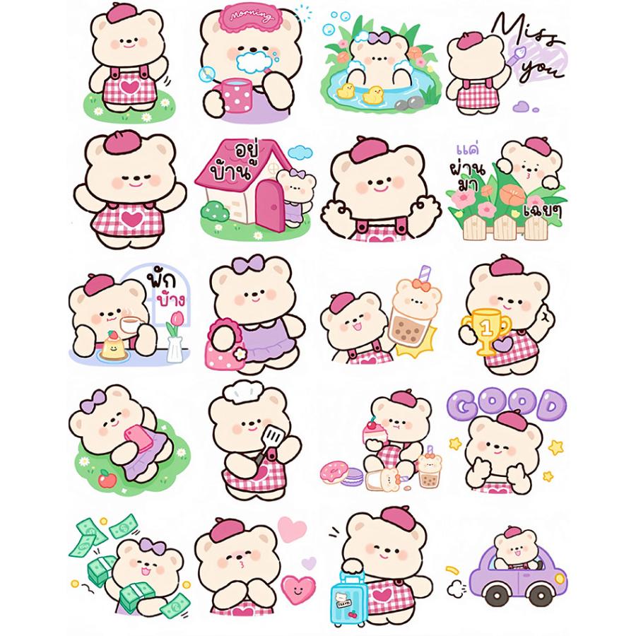 熊ちゃん 熊さん くま クマ 動物 イラストステッカー 40柄40枚