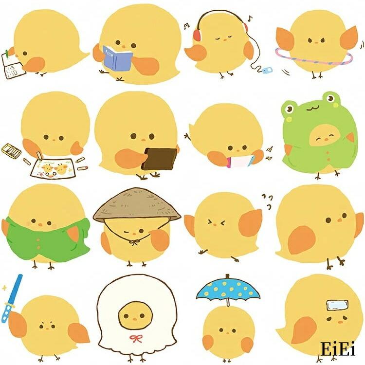ひよこ イラストステッカー ヒヨコ シール フレークシール