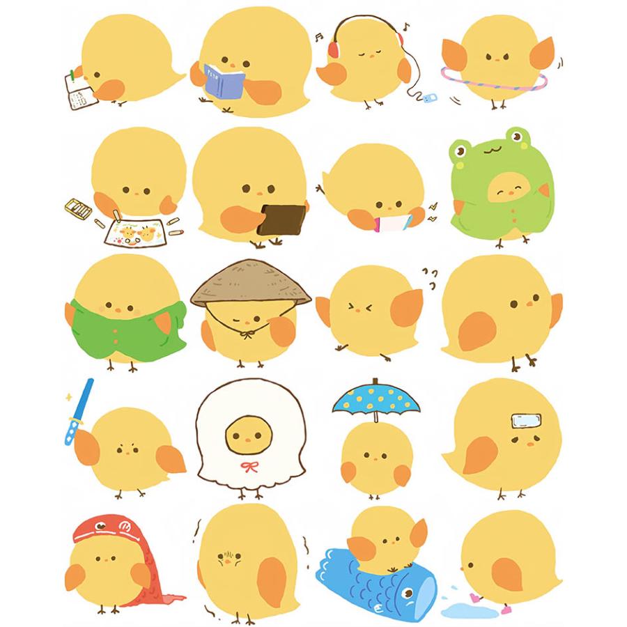 ひよこ イラストステッカー ヒヨコ シール フレークシール