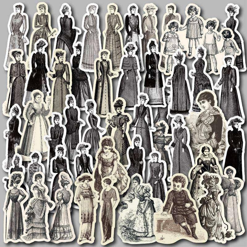 海外 人物シール フレークシール 大きめ 女の子 イラストステッカー