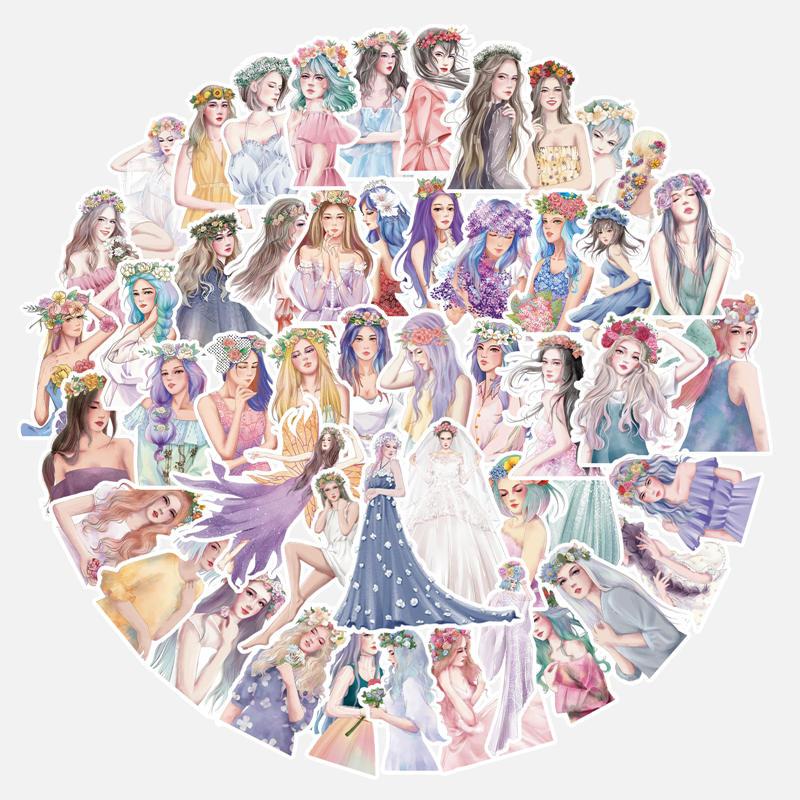 海外 人物シール フレークシール 大きめ 女の子 イラスト 海外 人物シール フレークシール 大きめ 女の子 イラスト