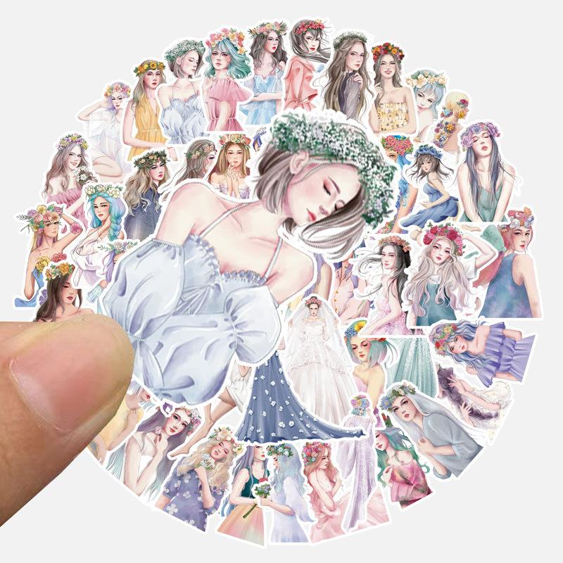 海外 人物シール フレークシール 大きめ 女の子 イラスト 海外 人物シール フレークシール 大きめ 女の子 イラスト