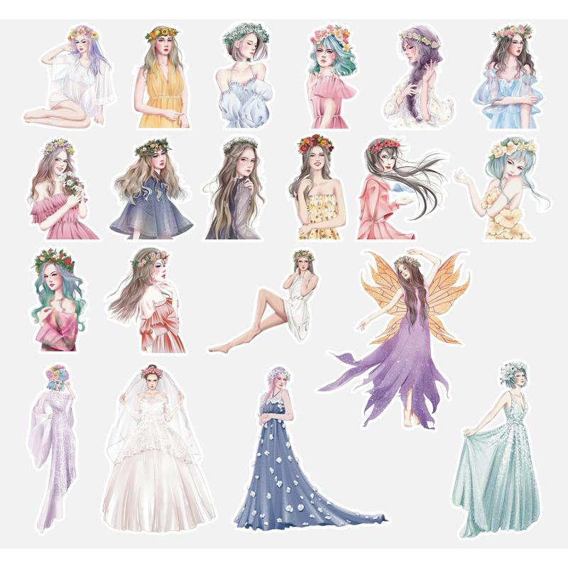 海外 人物シール フレークシール 大きめ 女の子 イラストステッカー