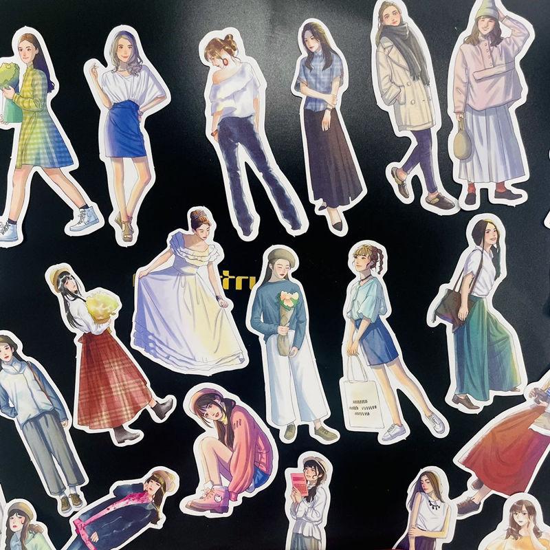 海外 人物シール フレークシール 大きめ 女の子 イラストステッカー