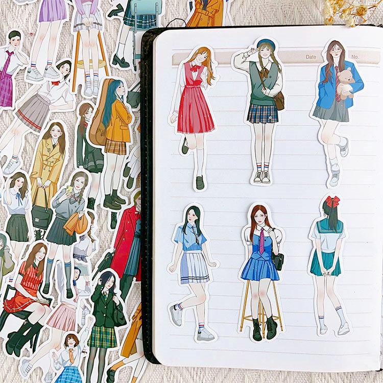 人物シール 大きめ 柄違い50枚 女の子 イラストステッカー 海外