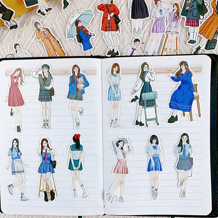 人物シール 大きめ 柄違い50枚 女の子 イラストステッカー 海外