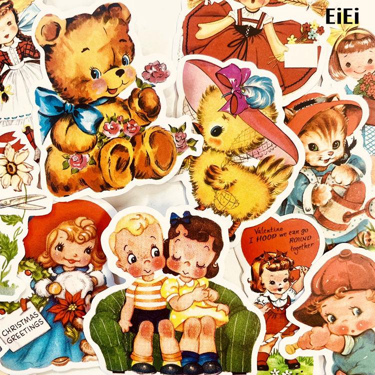 昭和 レトロ ステッカー 50柄50枚 コラージュ素材 シール アンティーク