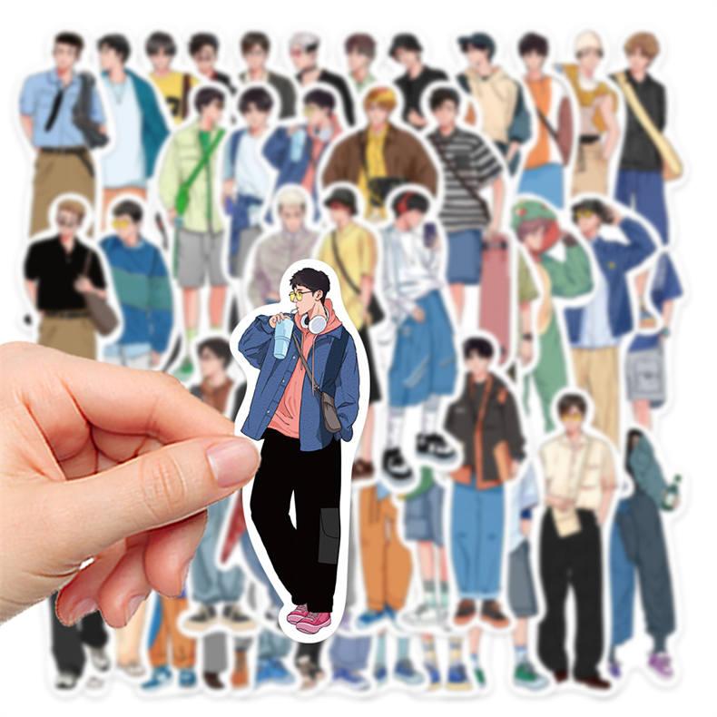 人物 ステッカー 男の子海外マステ コンパクトミラー コラージュ素材 おすそ分け 人物シール 男子 ステッカー 男の子 彼氏 大人 紳士 柄違い50枚 大きめ