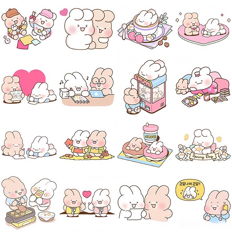 可愛いい❤️❤️フレークシール( ⸝⸝•ᴗ•⸝⸝ )お洒落なうさぎさんのセット♡♡ 50柄50枚 うさぎ シール 兎 ウサギ フレークシール かわいい