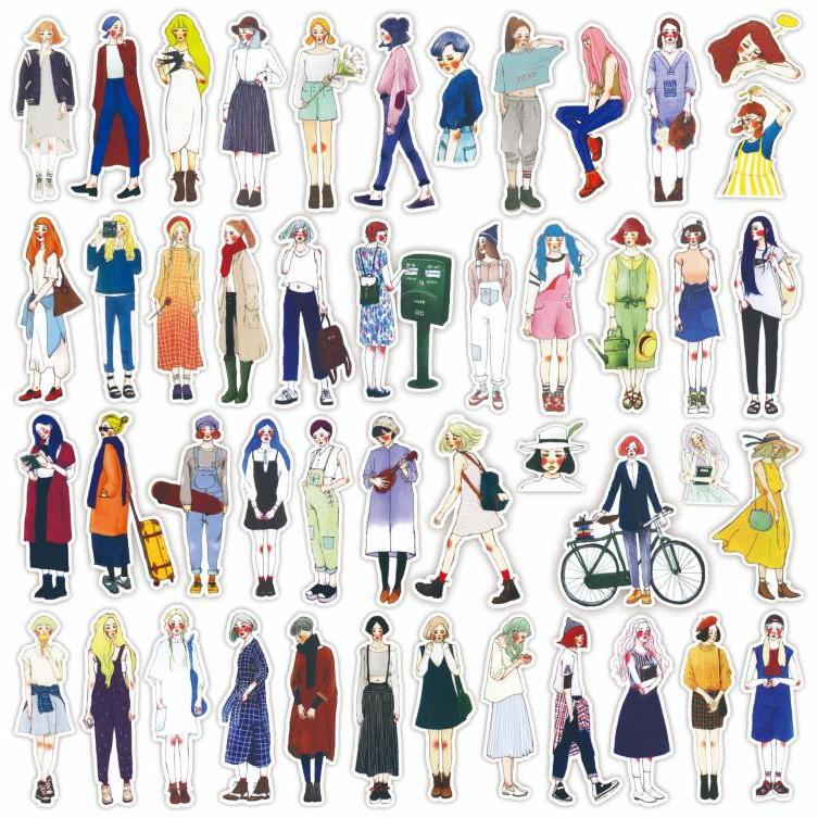 即日出荷 人物シール フレークシール 大きめ 女の子 イラスト 即日出荷 人物シール フレークシール 大きめ 女の子 イラスト
