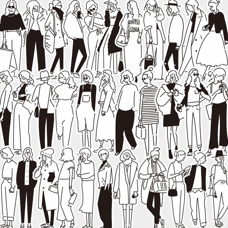 即日出荷 人物シール 63柄63枚 大きめ 少女 女の子 女性 大人 手描き