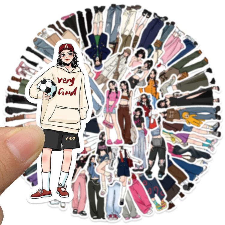人物シール 柄違い65枚 女の子 フレークシール イラスト