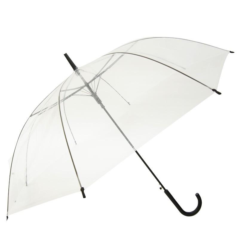 まとめ買いビニール傘 使い捨てビニール傘 60cm 透明 黒骨・ジャンプ式 300本セット（5c/s