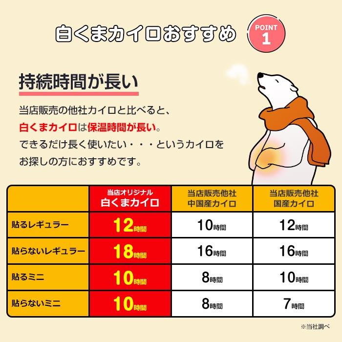 即納 カイロ貼る 白くまカイロ 貼る レギュラー 1，200個セット(10個入×120袋、5c/s) 貼れる カイロ まとめ買い_3