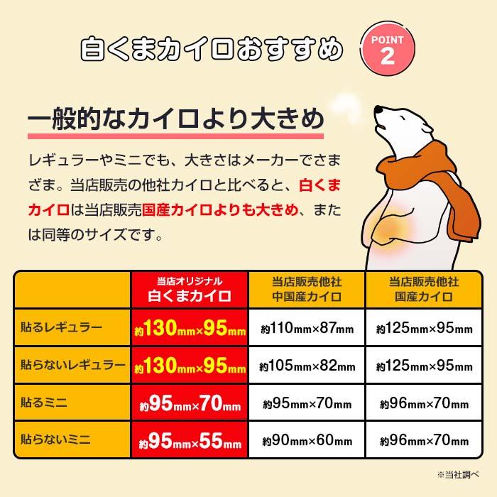即納 白くまカイロ 貼らない レギュラー 240個セット(10個入×24袋、1c