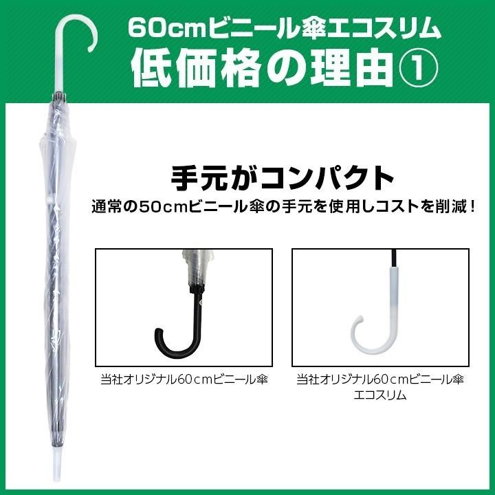 即納 60cmビニール傘 エコスリム 手開き式 600本セット(10c/s) 60cm傘 軽量の画像