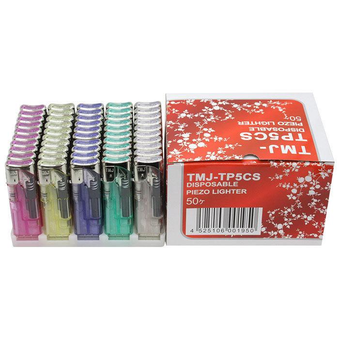 クリアースライダー50個　新品・未使用 タイメリー TMJ-TP5CS スライド式電子ライター 透明 5色 500本セット