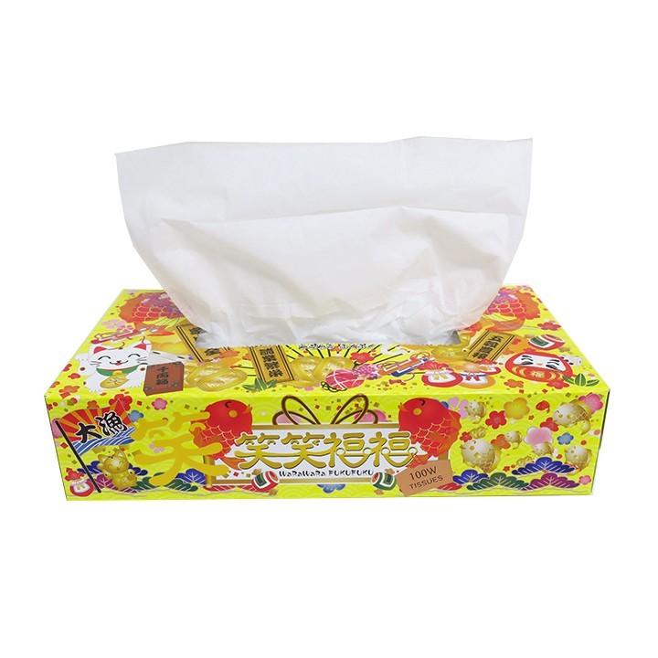 笑笑福福ボックスティッシュ 100W 5パック 60袋セット（3c/s、300個入