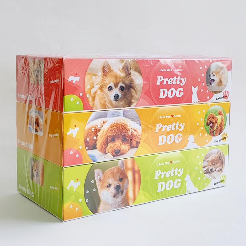 3点セットノベルティドッグデプト木製ボックス♡コミックブック♡ウェットティッシュ BOXティッシュ プリティドッグ 3P×24パック×3c/s（216個セット