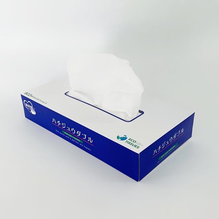 ハチジュウダブルBOXティッシュ 80W 3P×120袋セット（360個、3c/s