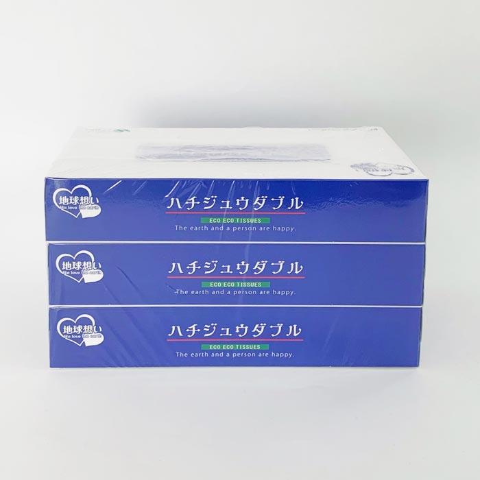 ハチジュウダブルBOXティッシュ 80W 3P×120袋セット（360個、3c/s