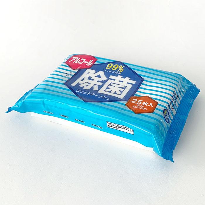 除菌シート 大判タイプ 25枚入 150セット(3c/s) 業務用ウェット