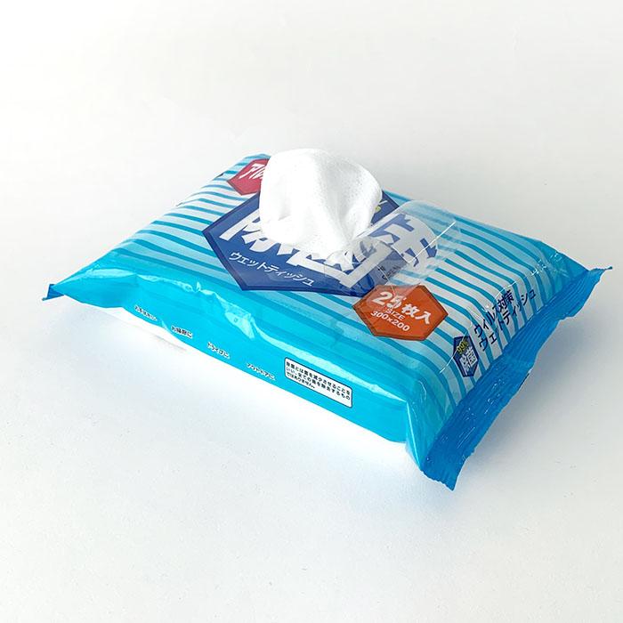 除菌シート 大判タイプ 25枚入 150セット(3c/s) 業務用ウェット