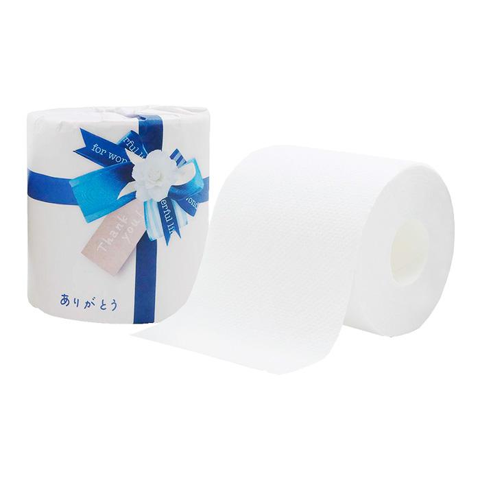 ありがとう販促用トイレットペーパーまとめ買い * ありがとう トイレットロール 120個(2c/s) （10055308）*  粗品ティッシュ大量 感謝の画像