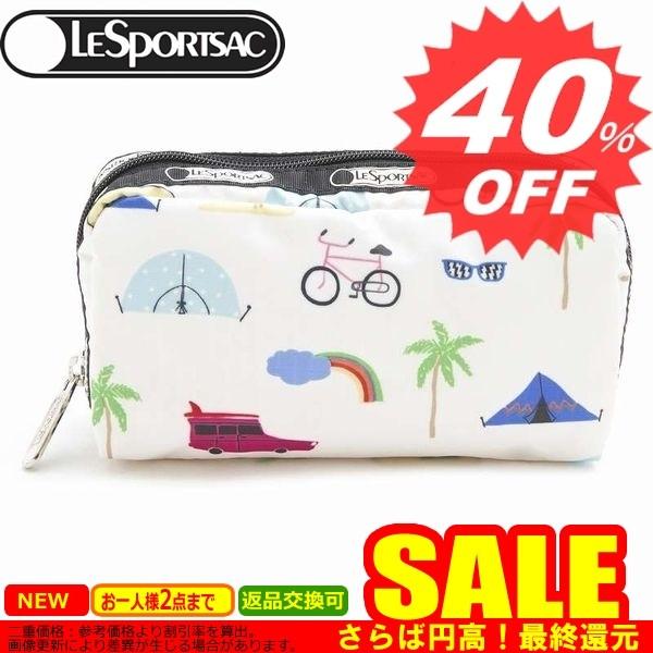 レスポートサック ポーチ LESPORTSAC Rectangular Cosmetic 6511 D836 Roadtrip Vaca Cream 新作 満載店｜oroshiya