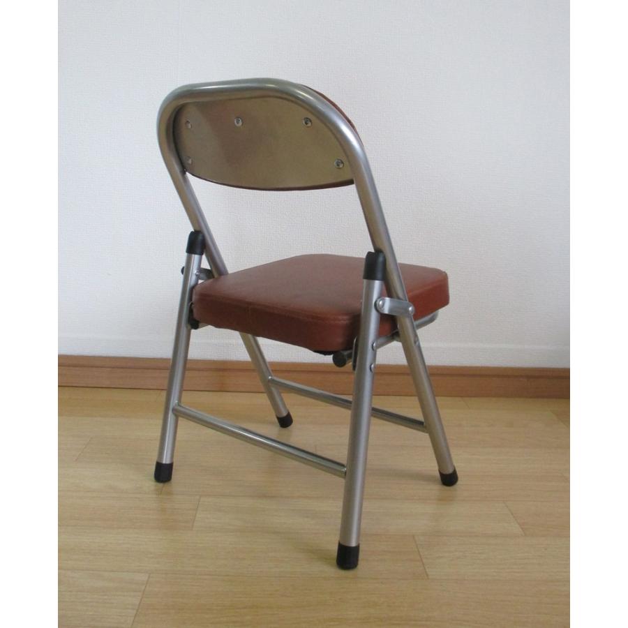 折りたたみ ミニパイプ椅子 ローチェア 背もたれ付き フォールディングチェア キッズチェア 子供用パイプ椅子 クッション  ブラウン oｒ-018ｂｒ｜orosiya｜03