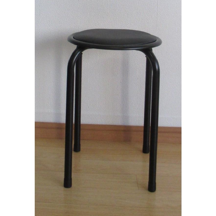 15074円 適当な価格 スタッキングチェア 丸椅子 〔同色4脚セット ブラック×ブラック〕 幅32cm 日本製 スチールパイプ キャスタースツール ボン