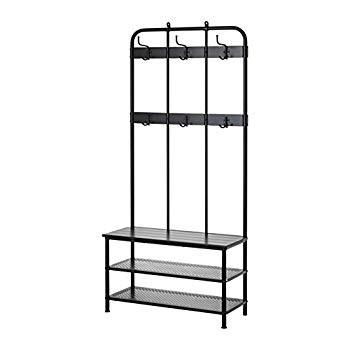 メーカー包装済 ｉｋｅａ イケア Pinnig コートラック 靴収納ベンチ付き90x193cm ブラック 信頼 Www Thedailyspud Com