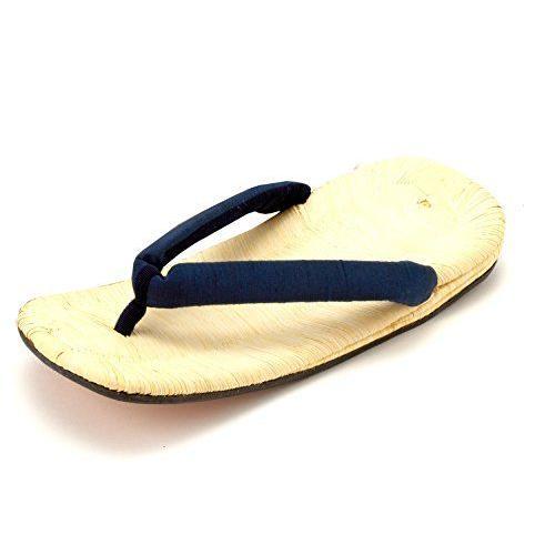 ひらいや高級雪駄 男性用 メンズファッション 紺 手縫い 畳表 草木染 紺 Lサイズ 男性