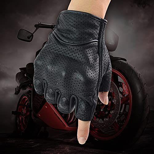 夏 メーカー公式ショップ 本革 バイクグローブ レザー 半指オートバイグローブ 通気性抜群 プロテクト グローブ スマホ操作簡単 耐衝撃 メッシュ 男女兼 手袋