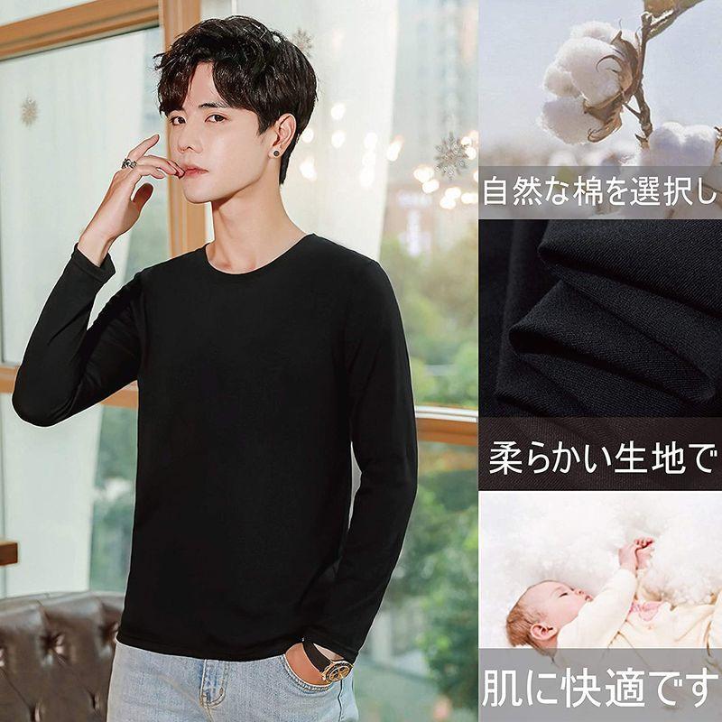 15円 84 Off インナーシャツ メンズ 長袖 Tシャツ５枚組 肌着 綿100 抗菌防臭加工 黒 クルーネック春秋冬 ブラック L 日本s