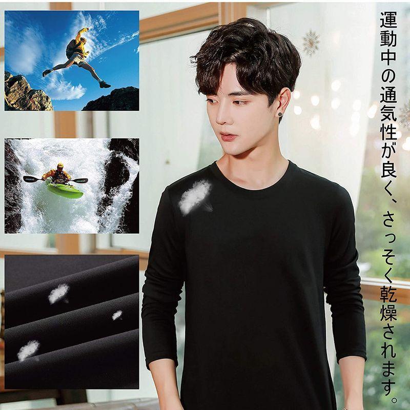15円 84 Off インナーシャツ メンズ 長袖 Tシャツ５枚組 肌着 綿100 抗菌防臭加工 黒 クルーネック春秋冬 ブラック L 日本s