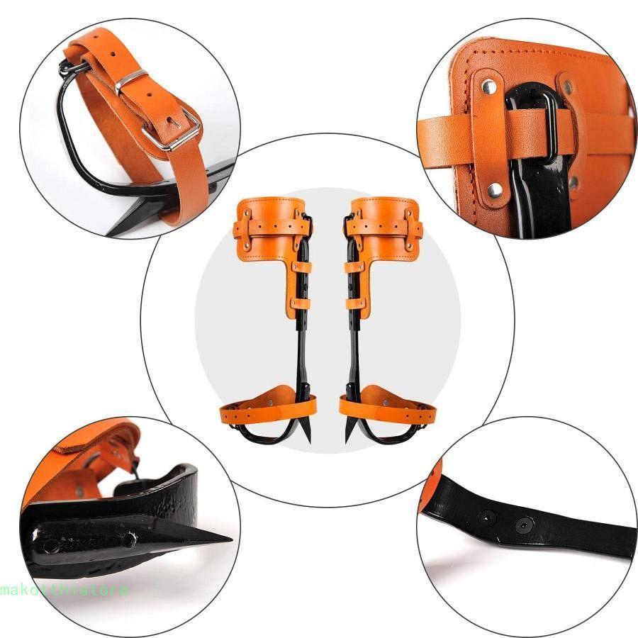 木登り器木登り道具昇柱器直立木登りツール木登りツール調節可能なストラップロープ木登り靴滑り止めペダル落下防止最大積載量約220ポンド錦登山用庭木